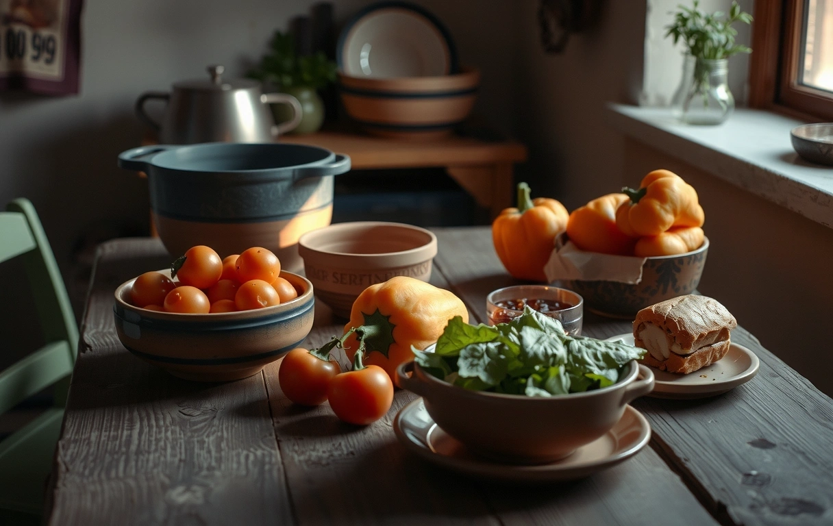 Sveže namirnice na zanatskom stolu